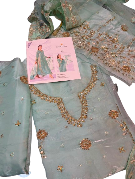 Asim Jofa Luxury 3PC Sheesha Silk Dress | Raw Silk Inner & Trouser